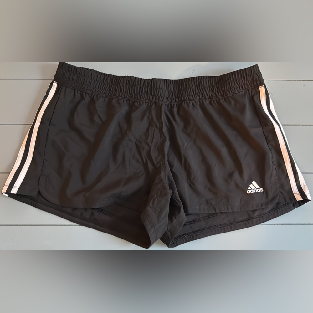 adidas Athletic Black Shorts with White Stripes
